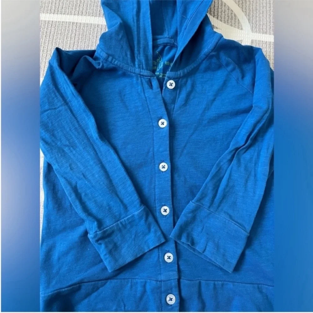 Kate Quinn Botton front raglan hoodie | royal blue |organic cotton